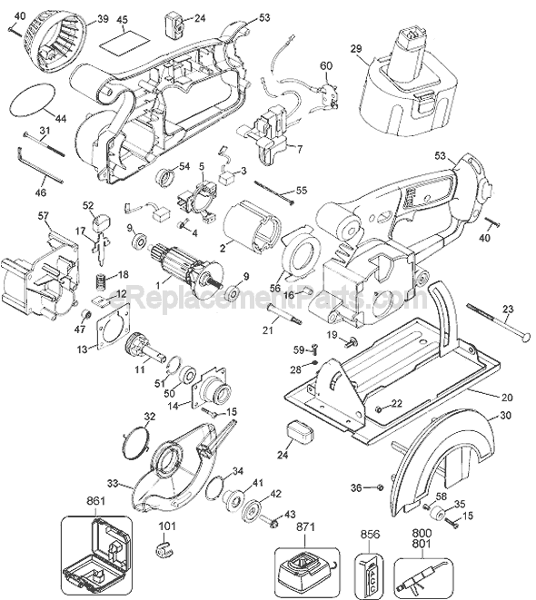 Page A Diagram and Parts List for 2832 Type 3 Black and Decker Circular Saw